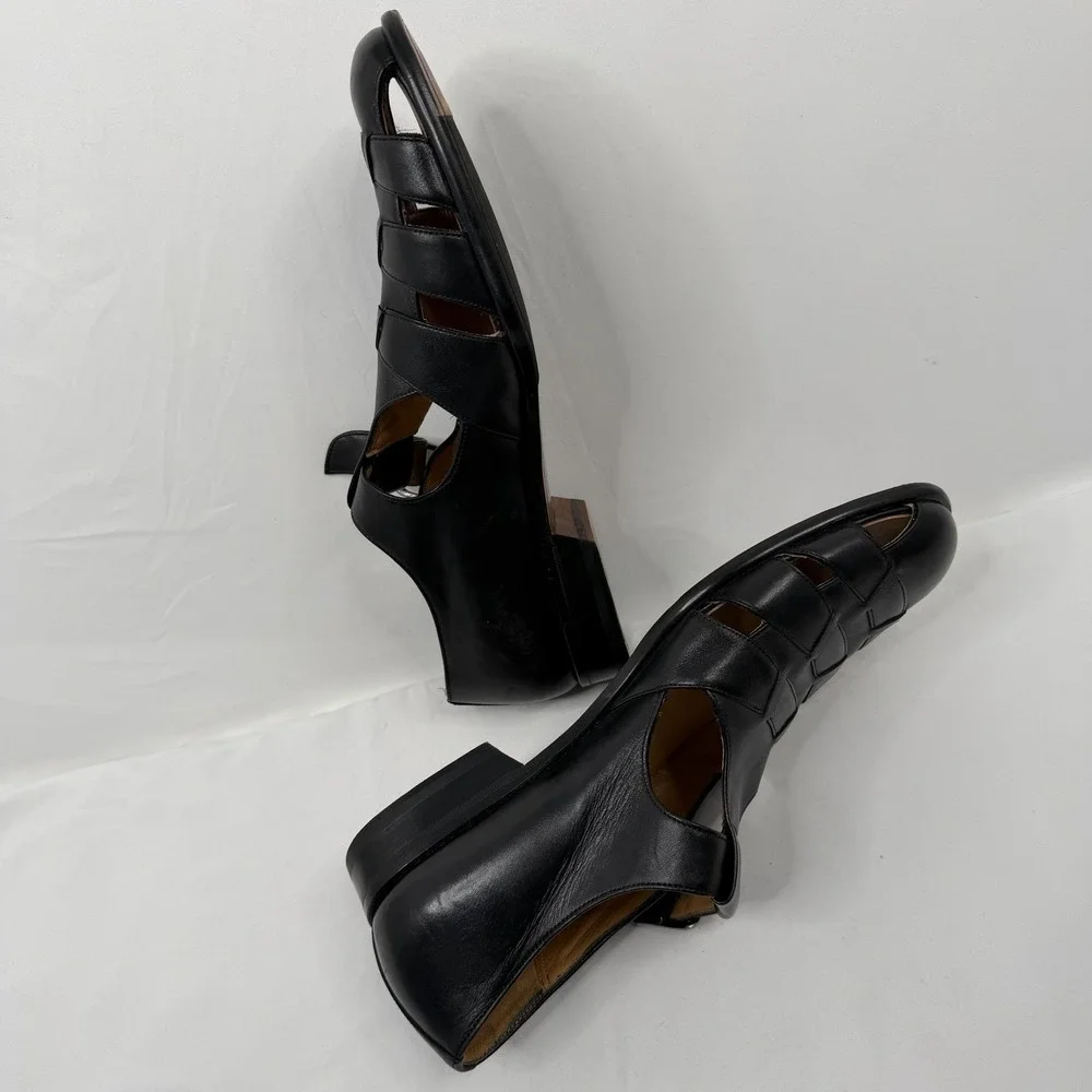 Mezlan Fisherman Black Dress Sandals Handmade in Spain SZ-9.5M